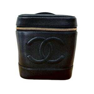 CHANEL Black Caviar Leather Vanity Bag